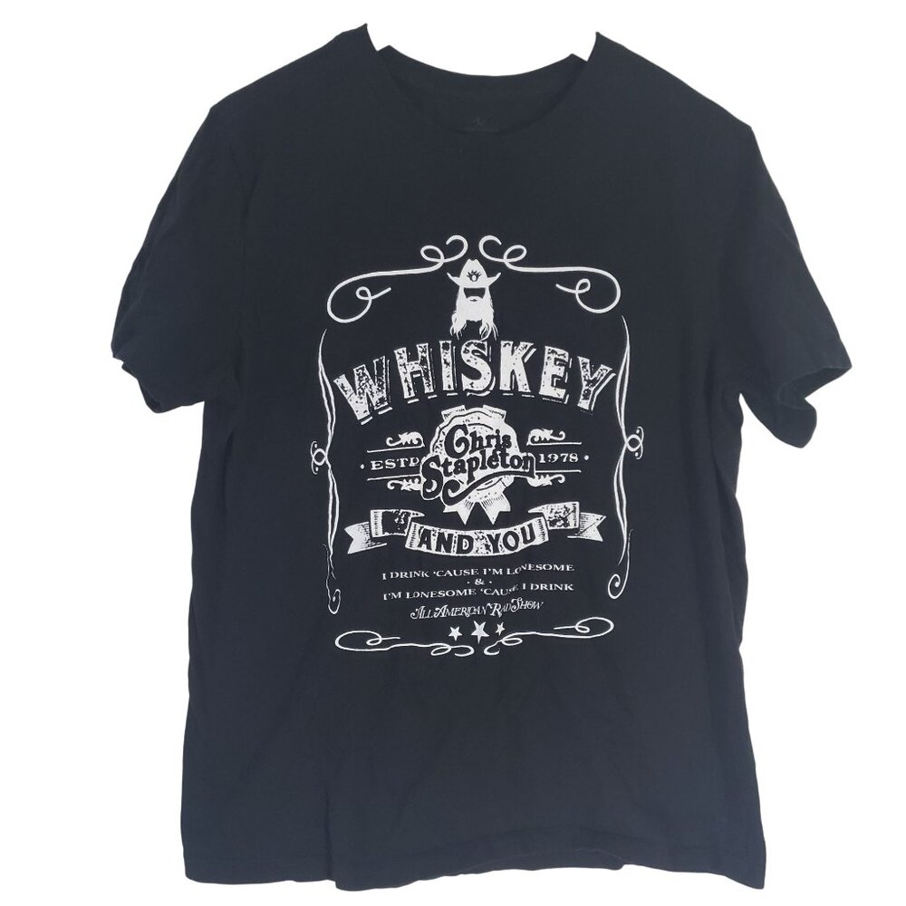 Chris Stapleton All American Road Show Tour Whiskey Black T-‎ Shirt Size L Music
